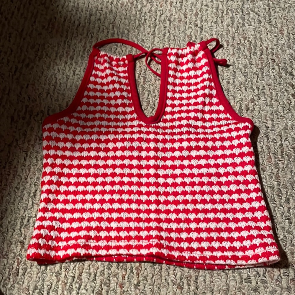 Red and white tank top